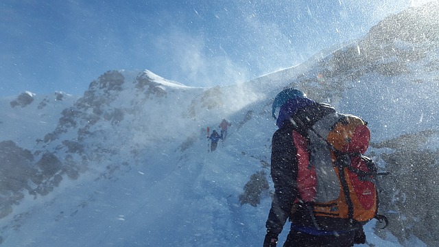 ski touring storm